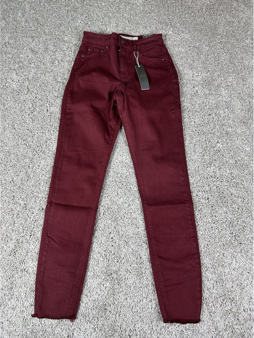 Tractr Jeans Womens Size 24 NWT Mid Rise Ombre Burgundy Skinny Jegging Stretch
